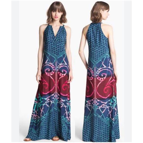 Donna Morgan Blue and Red Maxi Dress - Picture 1 of 14
